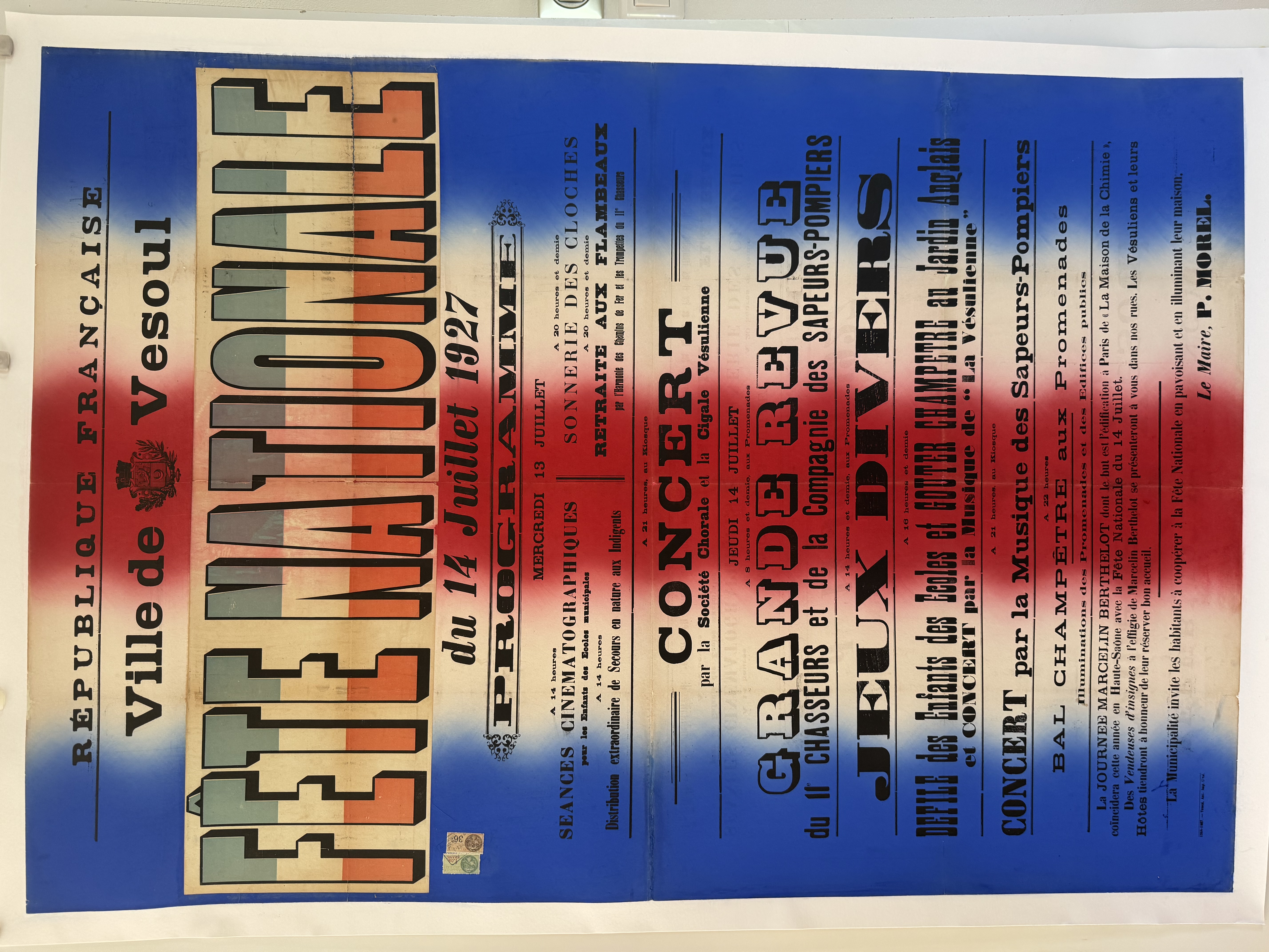 Affiche Ancienne Fête Nationale VESOUL 1927 - Objets vintage et affiches anciennes - Revue Vintage