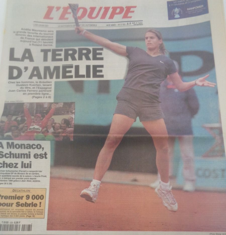 Journal l'équipe 28/05/2001 La terre d'Amelie Mauresmo - Roland Garros - Tennis - Journal L'Équipe authentique - Revue Vintage