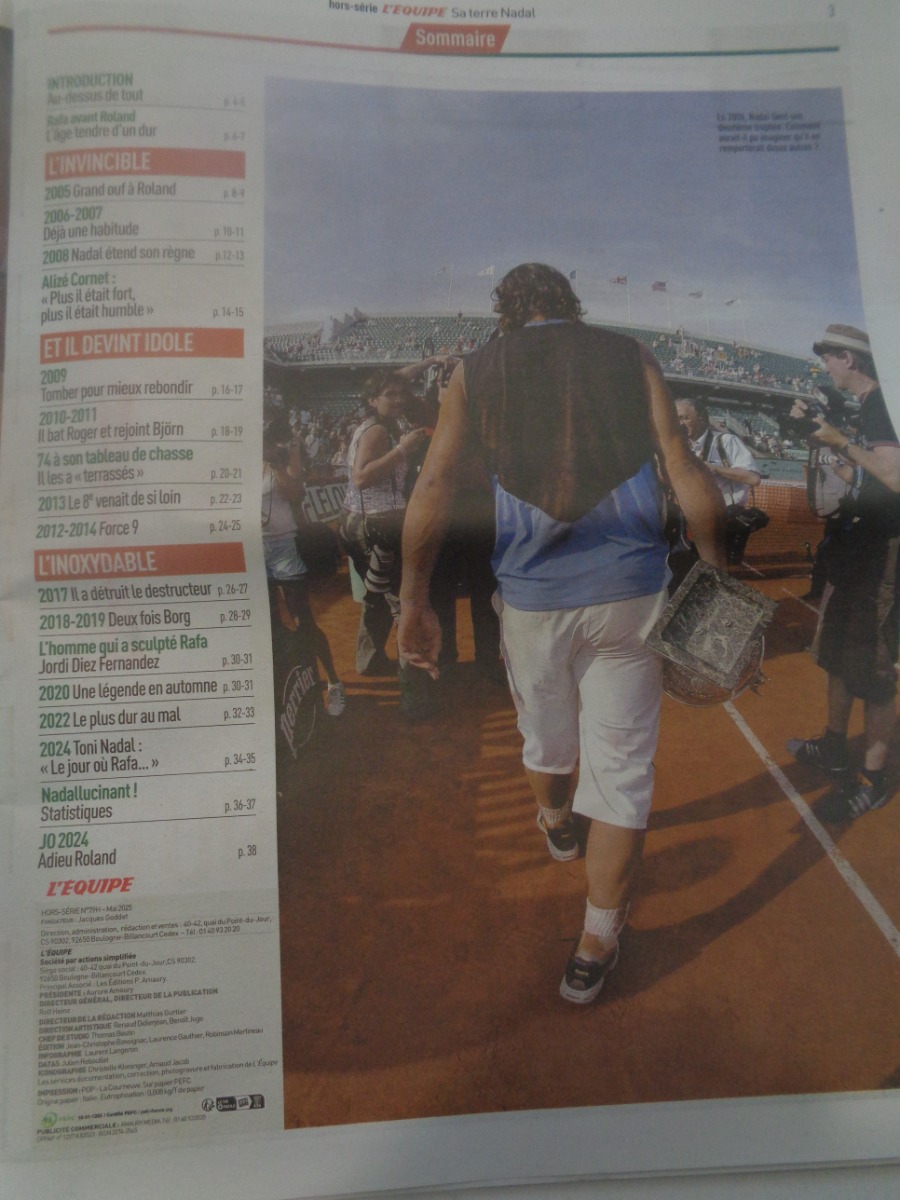 Journal l'équipe 26/05/2025 Sa terre Nadal - Rafael Nadal - Numéro Hors Série - Tennis - Vue 3 - Journal L'Équipe