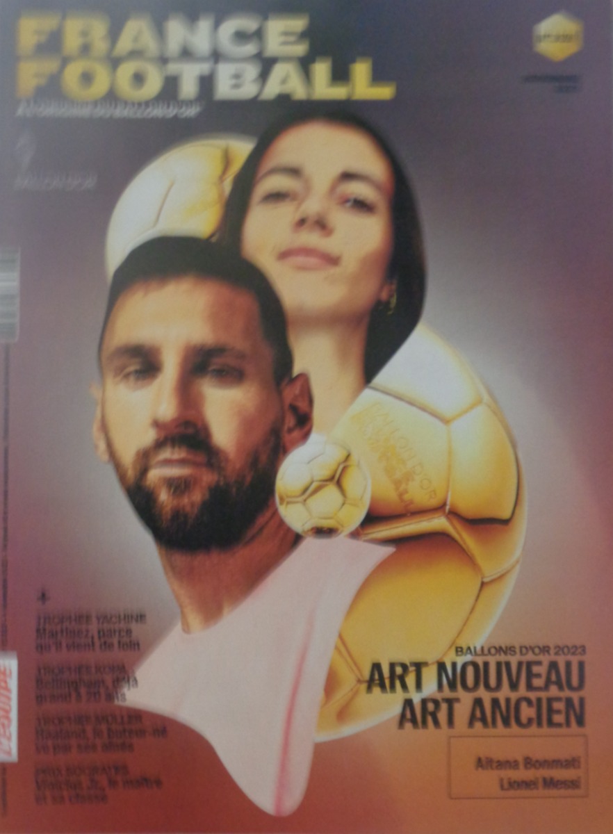 France Football novembre 2023 Lionel Messi - A. Bonmati - Ballon d'or 2023 - Football authentique - Revue Vintage
