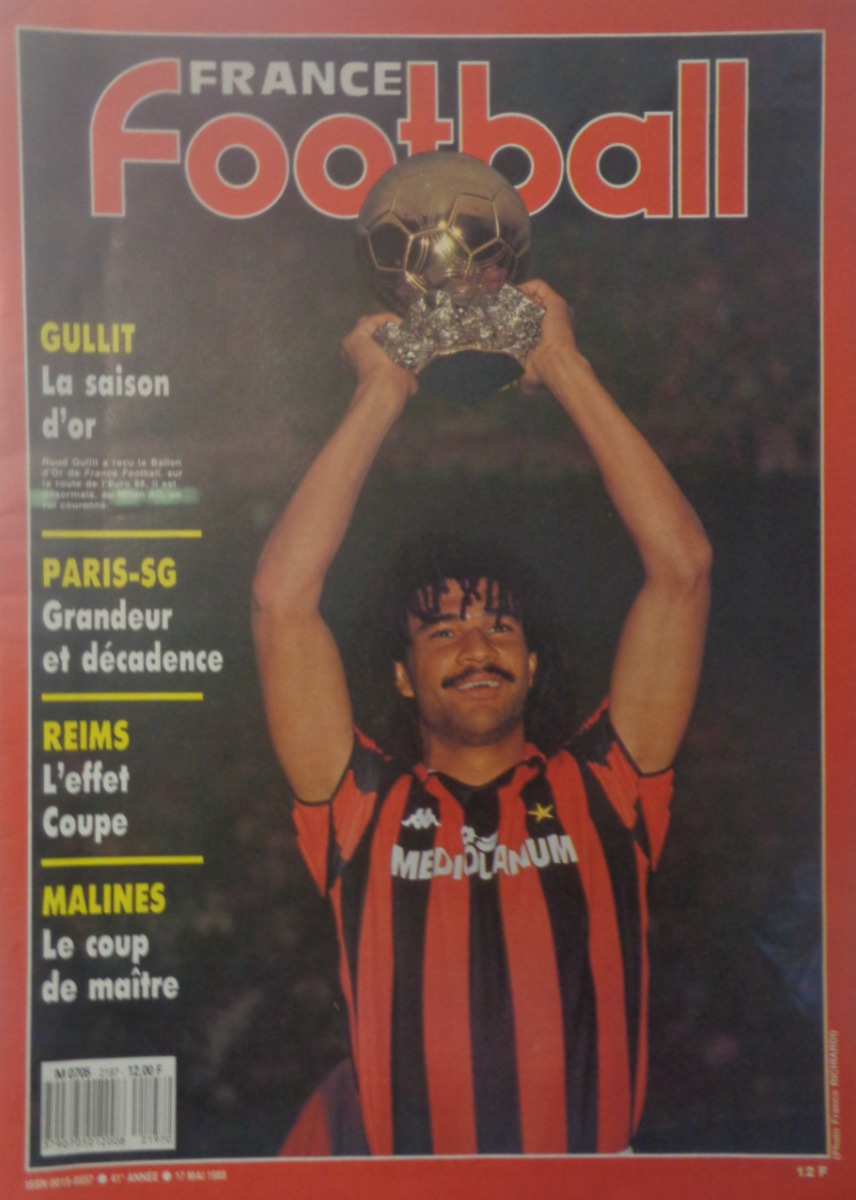 France Football mai 1988 Gullit Ballon d'or 1987 - Football authentique - Revue Vintage