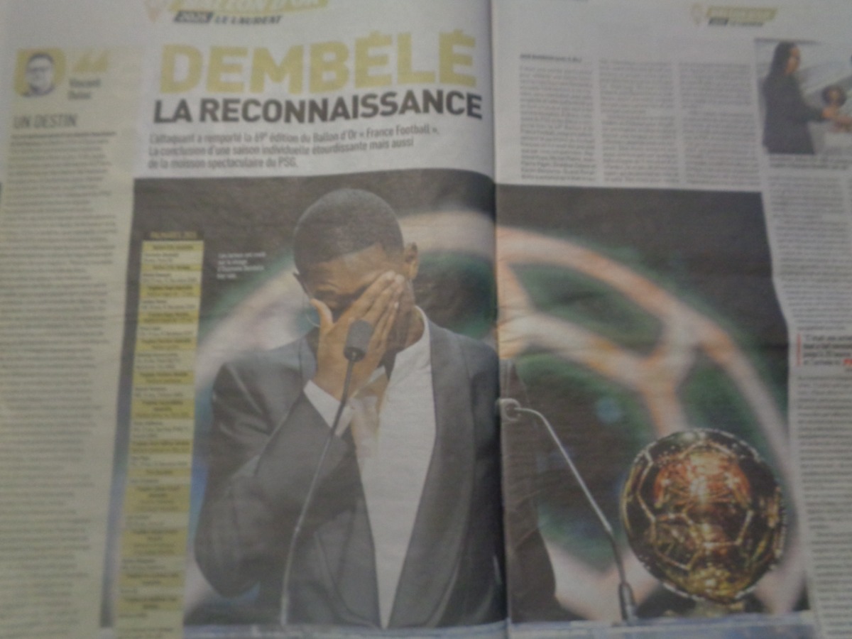 Journal l'équipe 23/09/2025 Ousmane Dembélé Ballon d'or - Vue 2 - Journal L'Équipe