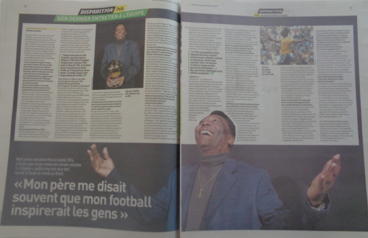 Journal l'équipe 30/12/2022 Pelé - il était un Roi - Hommage - Vue 7 - Journal L'Équipe