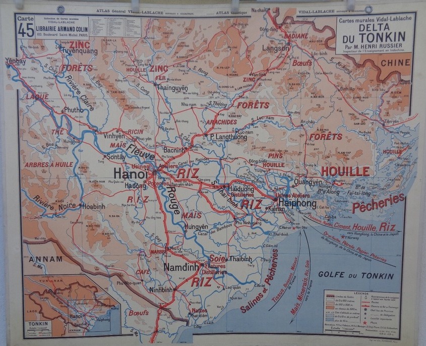 Ancienne carte scolaire Indochine - Tonkin - Siam N° 23 - Armand colin - Vue 2 - Cartes Scolaires