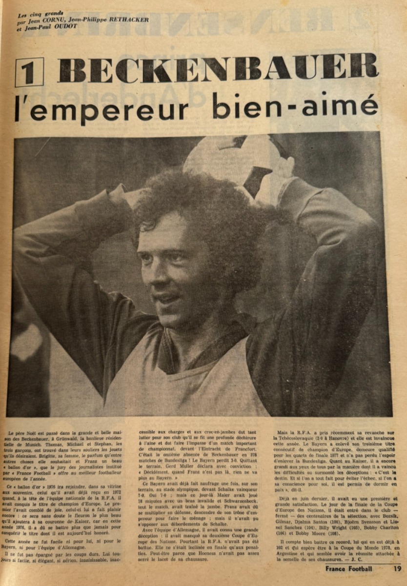 France Football 28/12/1976 Beckenbauer Ballon d'or 76 - Vue 2 - Football