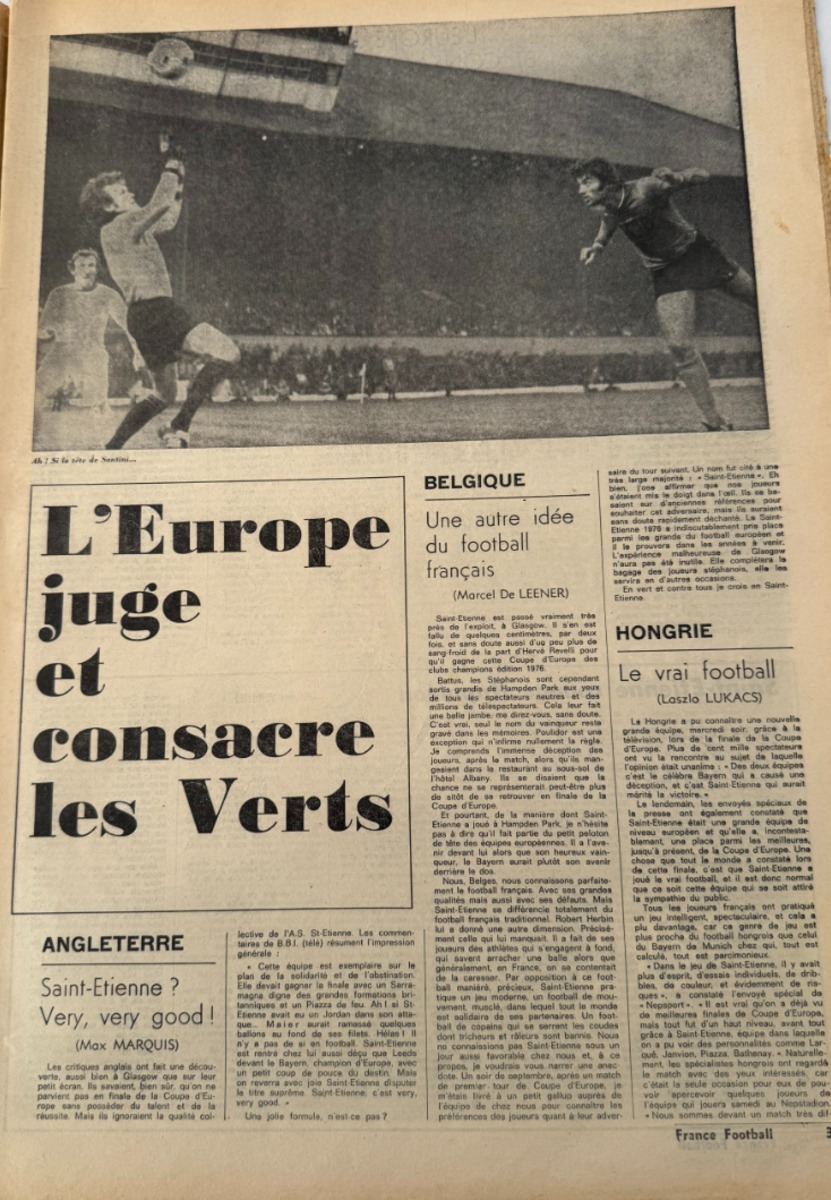 France Football 18/05/1976 N° 1571 A Budapest dans la foulée des verts - - Vue 2 - Football