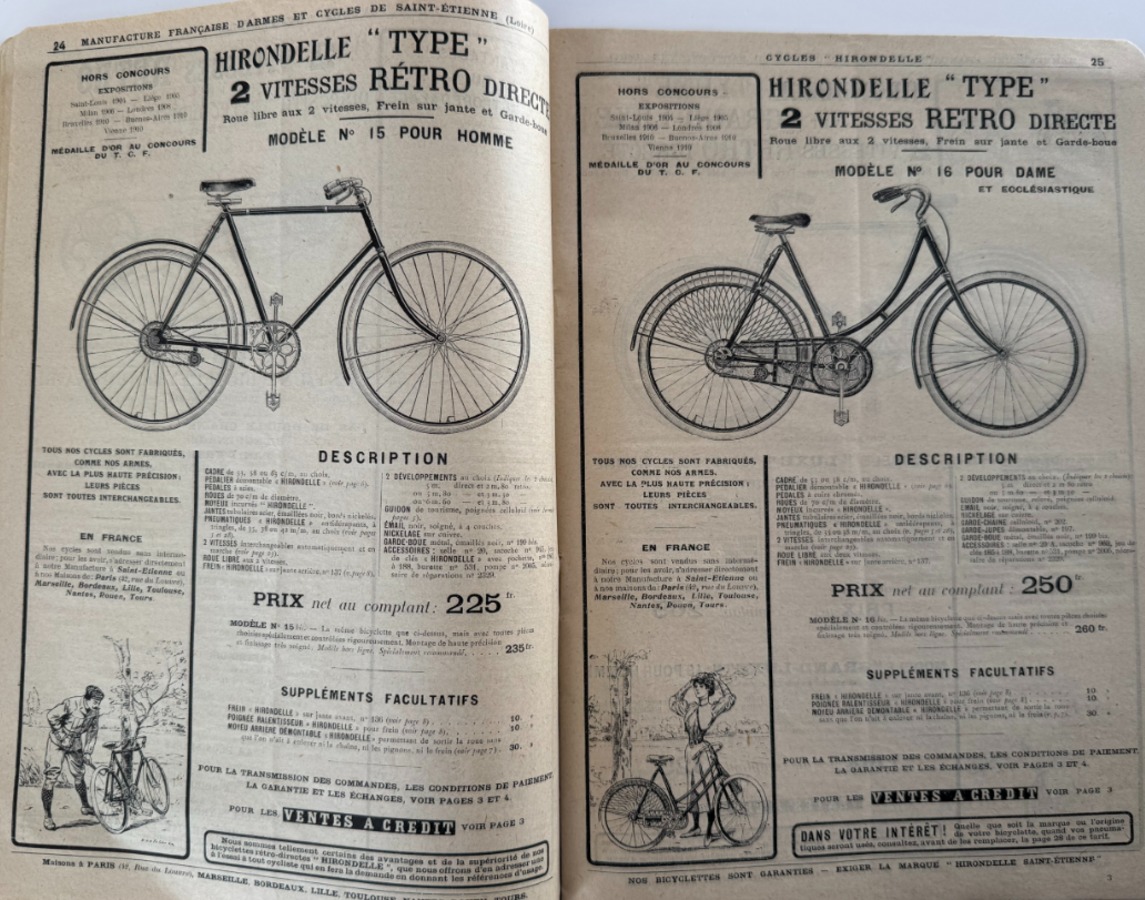 Catalogue Manufrance 1911cycles - Tri porteur hirondelle - Motocylette Rupta - Vue 3 - Vélo