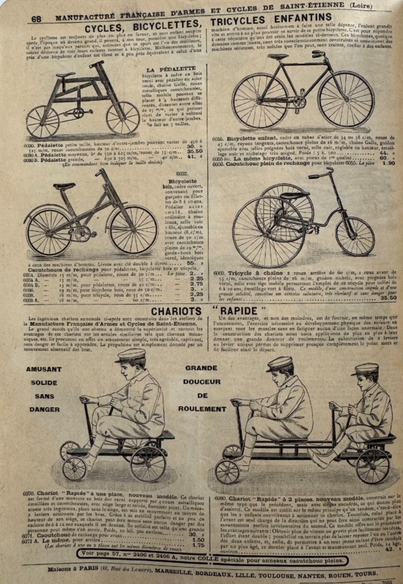 Catalogue Manufrance 1911cycles - Tri porteur hirondelle - Motocylette Rupta - Vue 5 - Vélo