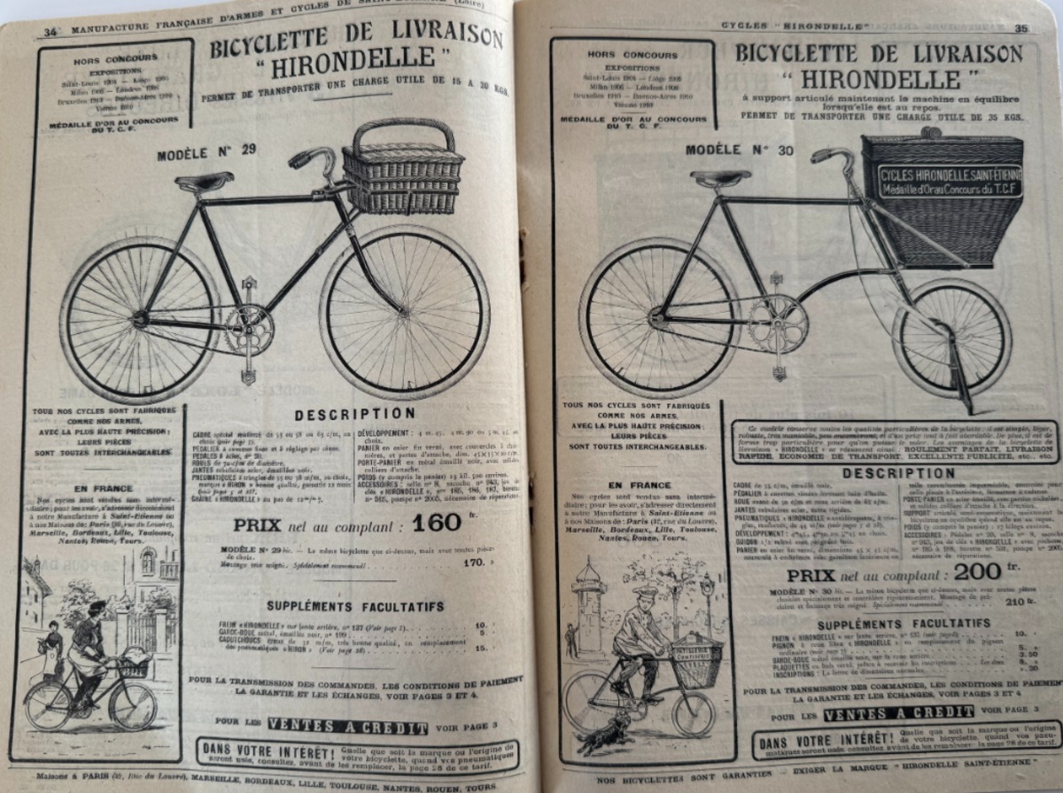 Catalogue Manufrance 1911cycles - Tri porteur hirondelle - Motocylette Rupta - Vue 6 - Vélo