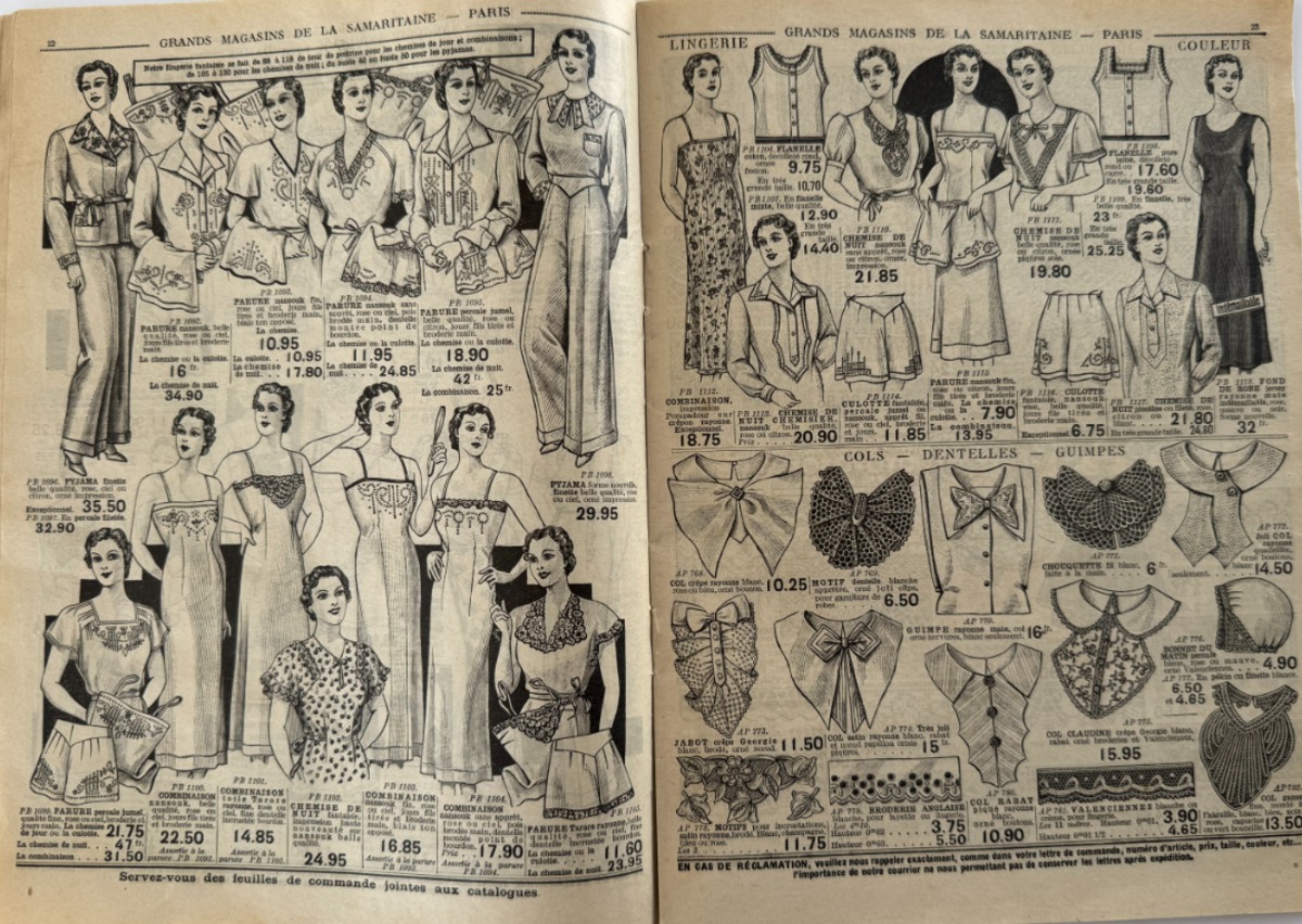 Catalogue la Samaritaine - mode - vêtement - 1937 - avec échantillons de tissus - Vue 4 - Grands Magasins