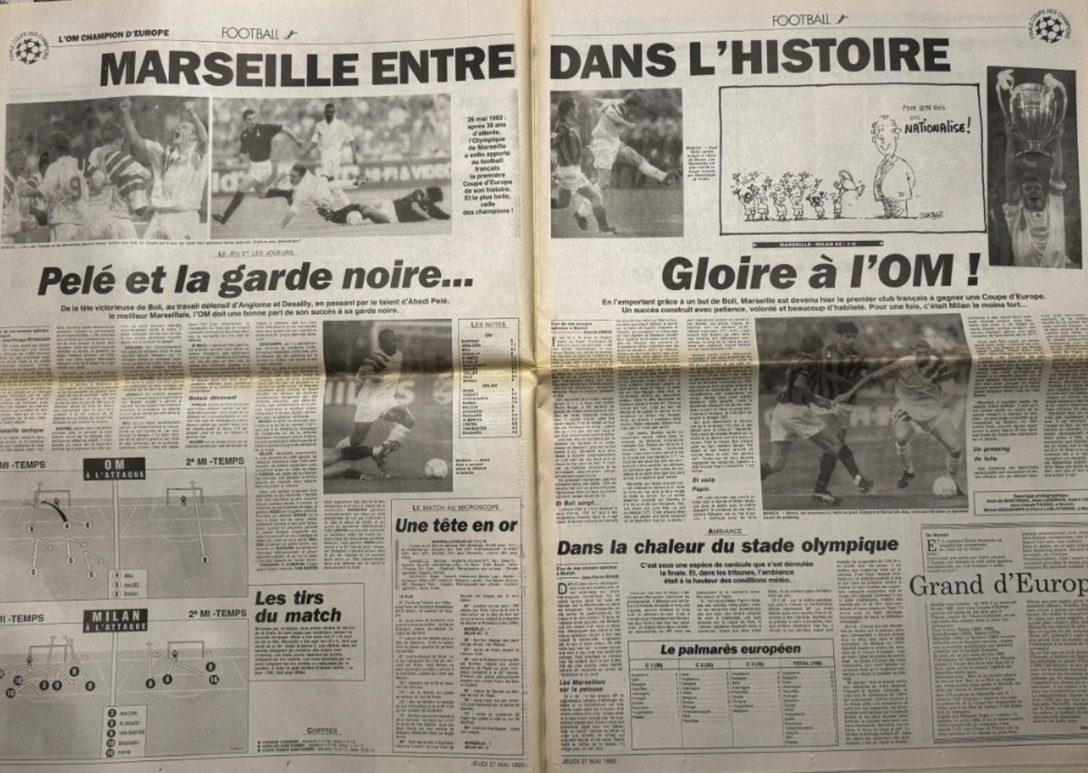 Journal l'équipe 27/05/1993 Le jour de gloire - Finale Marseille / Milan AC - Coupe d'Europe - OM - Football - Vue 2 - Journal L'Équipe