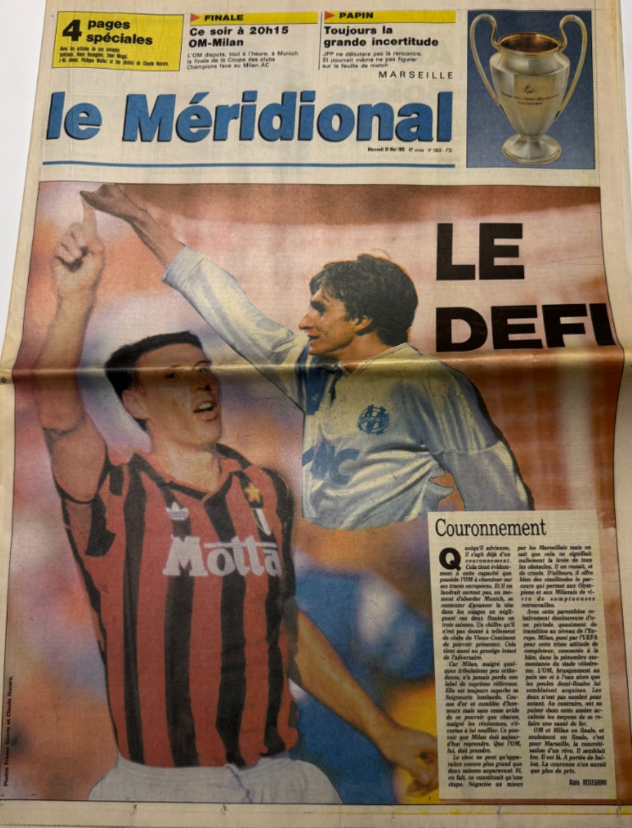 Le Méridional 26/05/1993 Le défi - Finale Marseille / Milan AC - Coupe d'Europe de Football - Football authentique - Revue Vintage