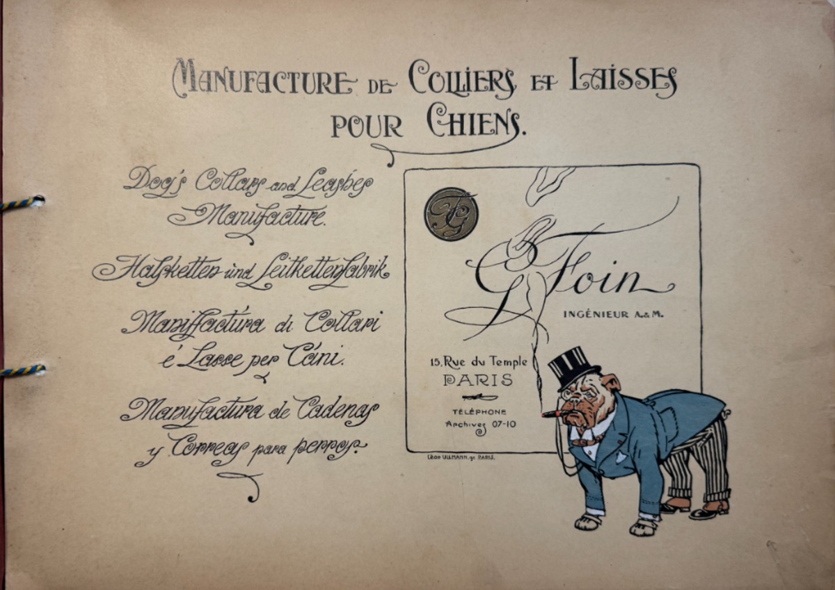 Catalogue de colliers et laisses pour chiens - rue du Temple a Paris - Divers authentique - Revue Vintage
