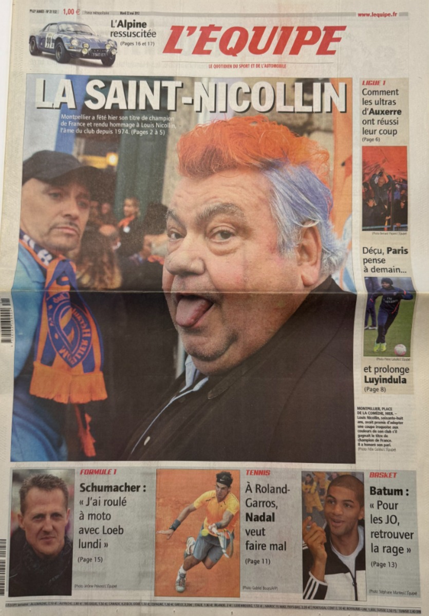 Journal l'équipe 22/05/2012 La saint Nicollin loulou - Montpellier champion de France - Football - Journal L'Équipe authentique - Revue Vintage