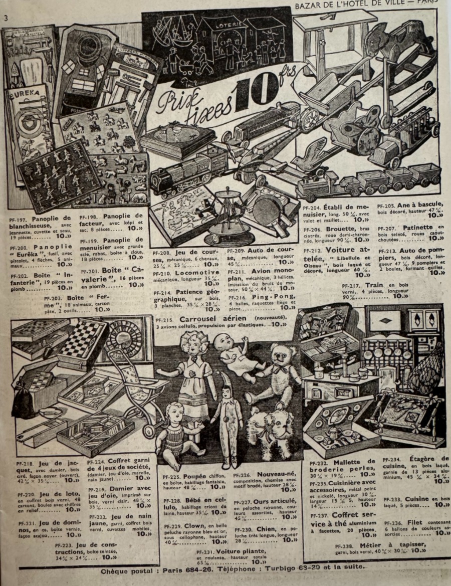 Catalogue jouets Bazar de l'hôtel de ville - 1937 - Etrennes - Poupée - Vue 2 - Divers