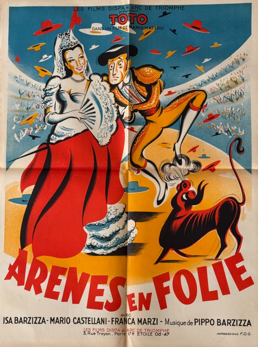 Arenes en folie Toto - Affiche cinéma - 1948 - Cinéma authentique - Revue Vintage