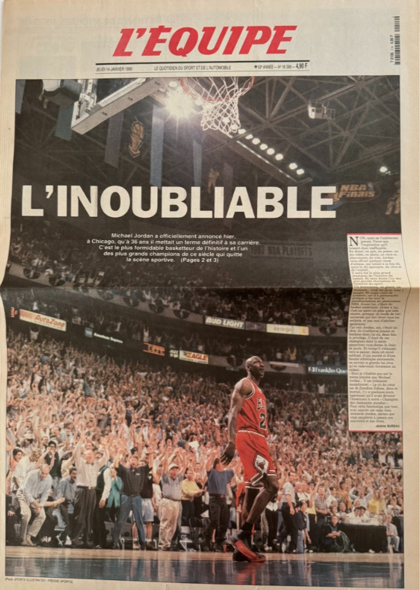 Journal l'équipe 14/01/1999 Retraite de Michael Jordan l'inoubliable - Basket - NBA - Chicago Bulls - Journal L'Équipe authentique - Revue Vintage