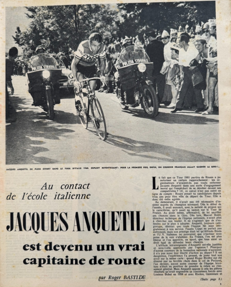 Miroir des sports 1961 - Tour de France 61 - Vainqueur Jacques Anquetil avec la carte du Tour - Vue 3 - Cyclisme