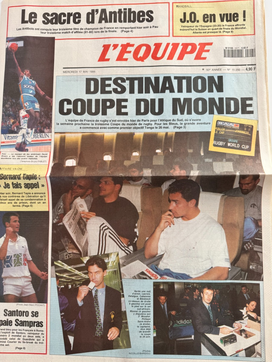 Journal l'équipe 17/05/1995 Destination Coupe du monde de Rugby en Afrique du Sud - Journal L'Équipe authentique - Revue Vintage