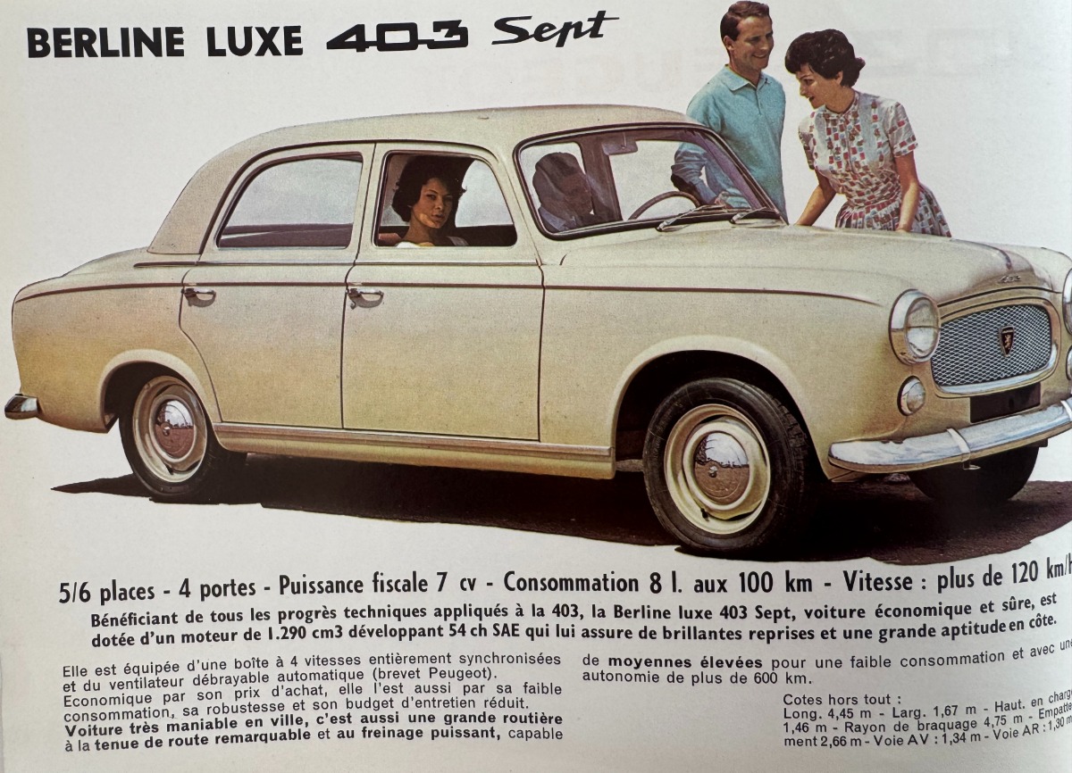 Catalogue Peugeot 403 année 1962 - Vue 2 - Auto