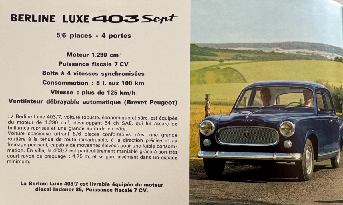 Catalogue Peugeot 403 année 1964 - Vue 2 - Auto