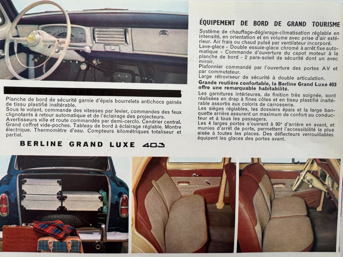Catalogue Peugeot 403 année 1963 . - Vue 3 - Auto