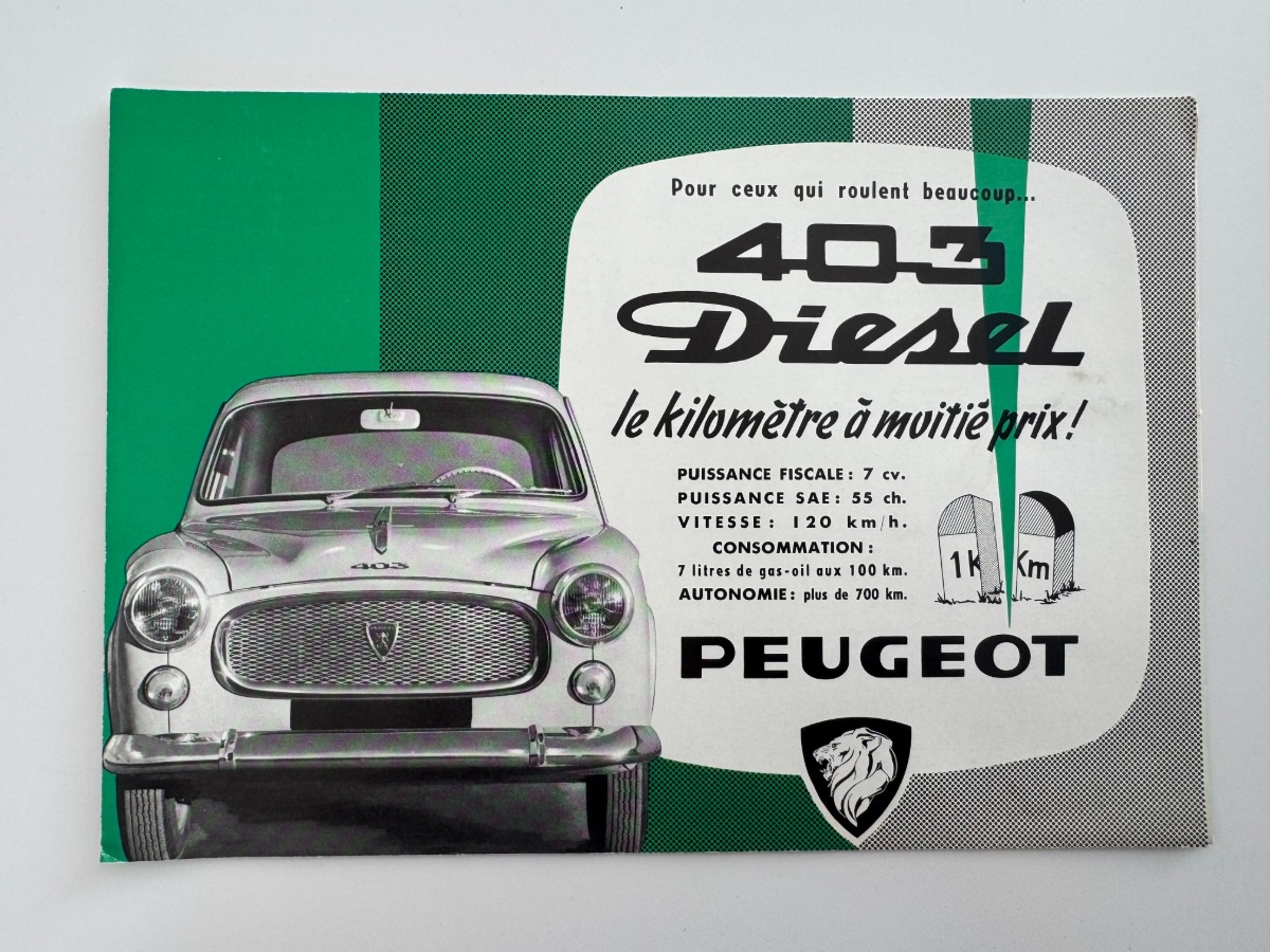 Catalogue Peugeot 403 diesel année 1961 - Auto authentique - Revue Vintage