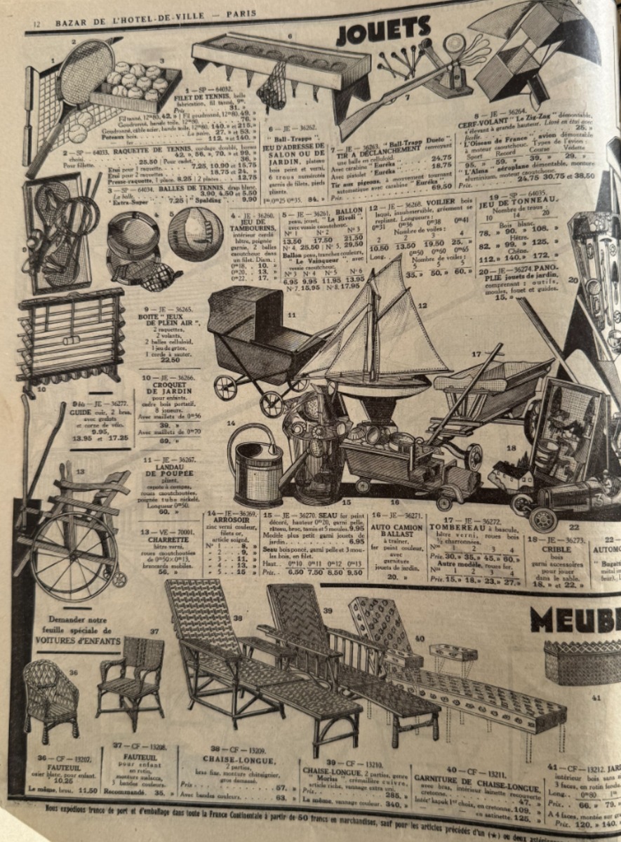Catalogue Bazar de l'hôtel de ville -Mer et campagne - 1928 - Camping - Jouets - Pêche - Vue 7 - Grands Magasins
