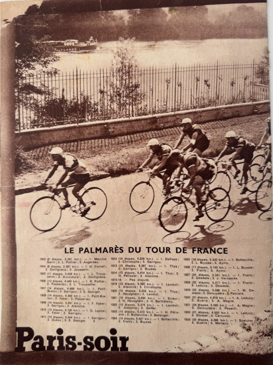 Programme du Tour de France 1934 - édition Paris soir - Vue 3 - Cyclisme