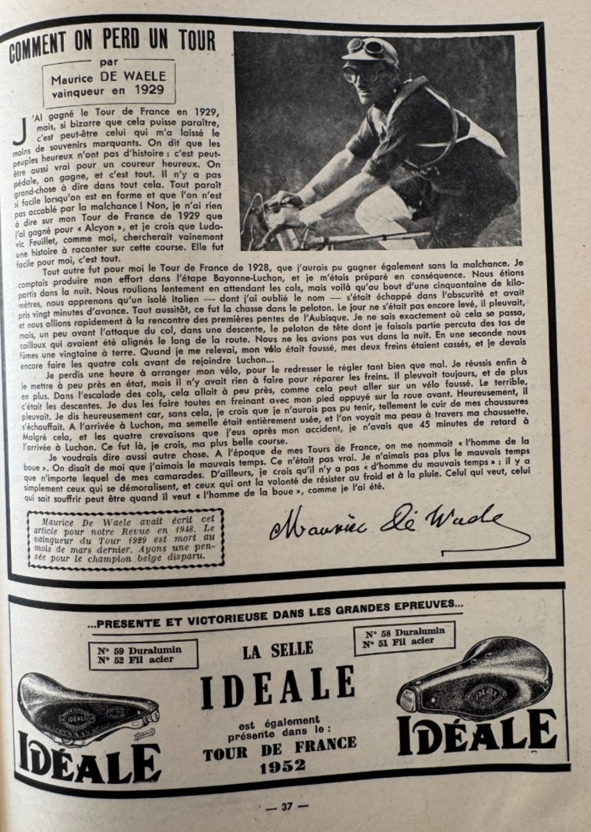 Programme du Tour de France 1952 - - Vue 7 - Cyclisme