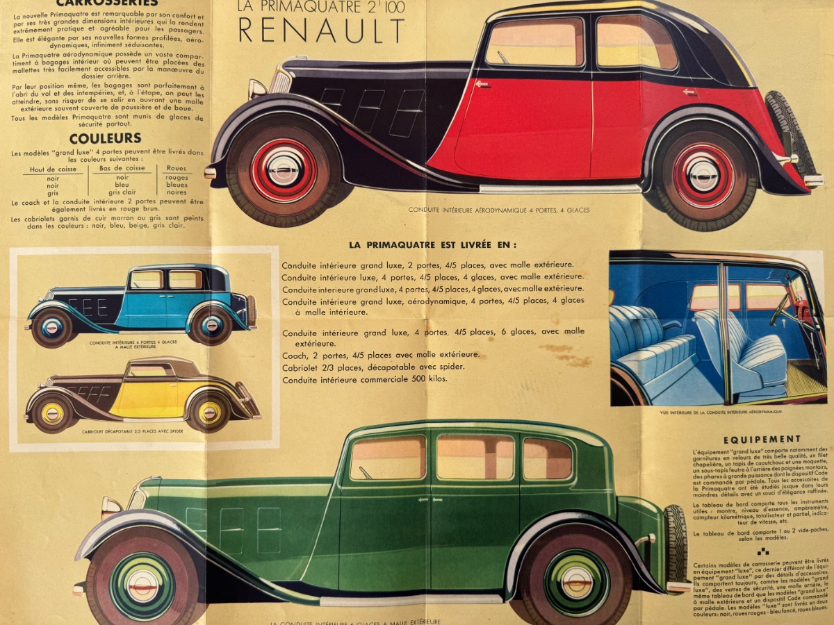 Catalogue Renault la Primaquatre 4 cylindres - 1934 - Vue 3 - Auto