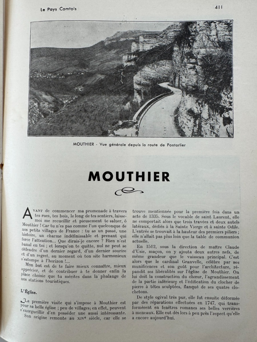 Le Pays Comtois - Ornans et la vallée de la loue 1936 - Mouthier - Vuillafans - Doubs - Vue 4 - Doubs