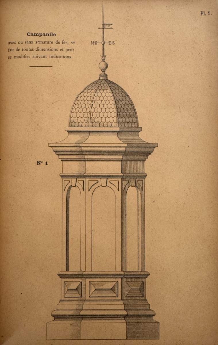 1892 Catalogue d'ornements pour toit coqs, cheneaux, faitages, épis, campanile - Vue 2 - Divers