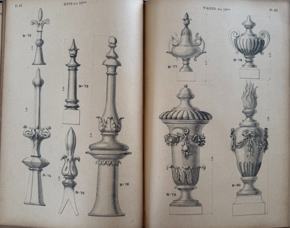 1892 Catalogue d'ornements pour toit coqs, cheneaux, faitages, épis, campanile - Vue 3 - Divers