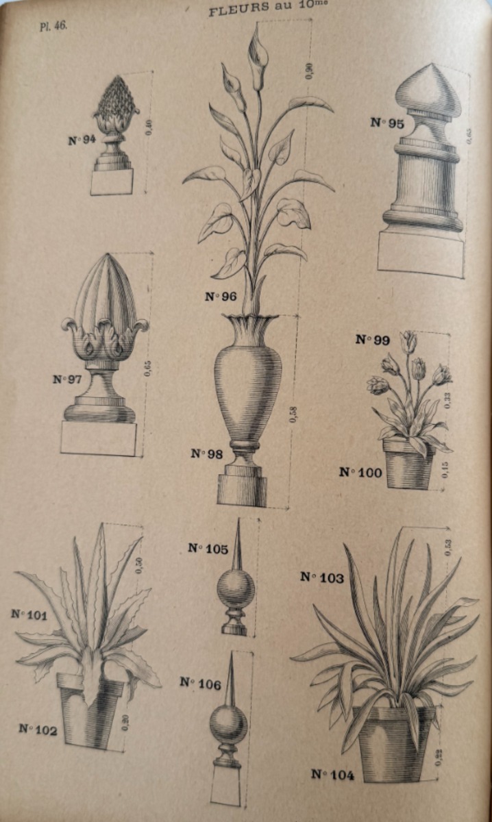 1892 Catalogue d'ornements pour toit coqs, cheneaux, faitages, épis, campanile - Vue 4 - Divers