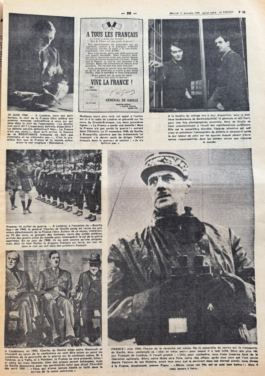 Le Parisien du 11 novembre 1970 Mort du Général Charles de Gaulle - Vue 3 - Vieux papiers