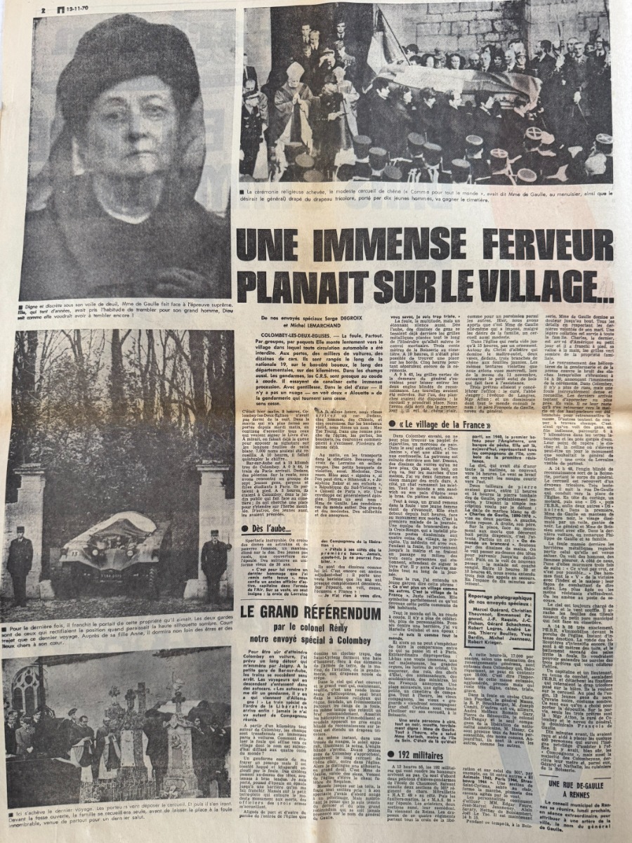 Le Parisien du 13 novembre 1970 Mort du Général Charles de Gaulle - Vue 4 - Vieux papiers