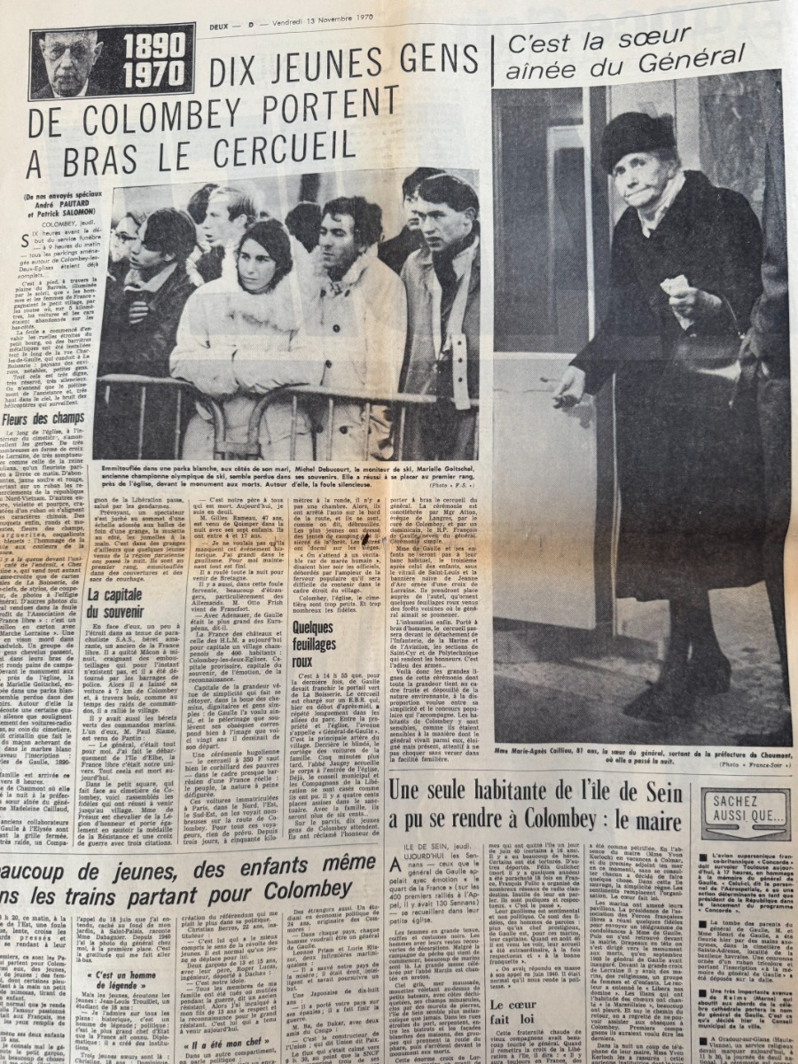 France Soir du 13 novembre 1970 Mort du Général Charles de Gaulle - L'Adieu - Vue 2 - Vieux papiers