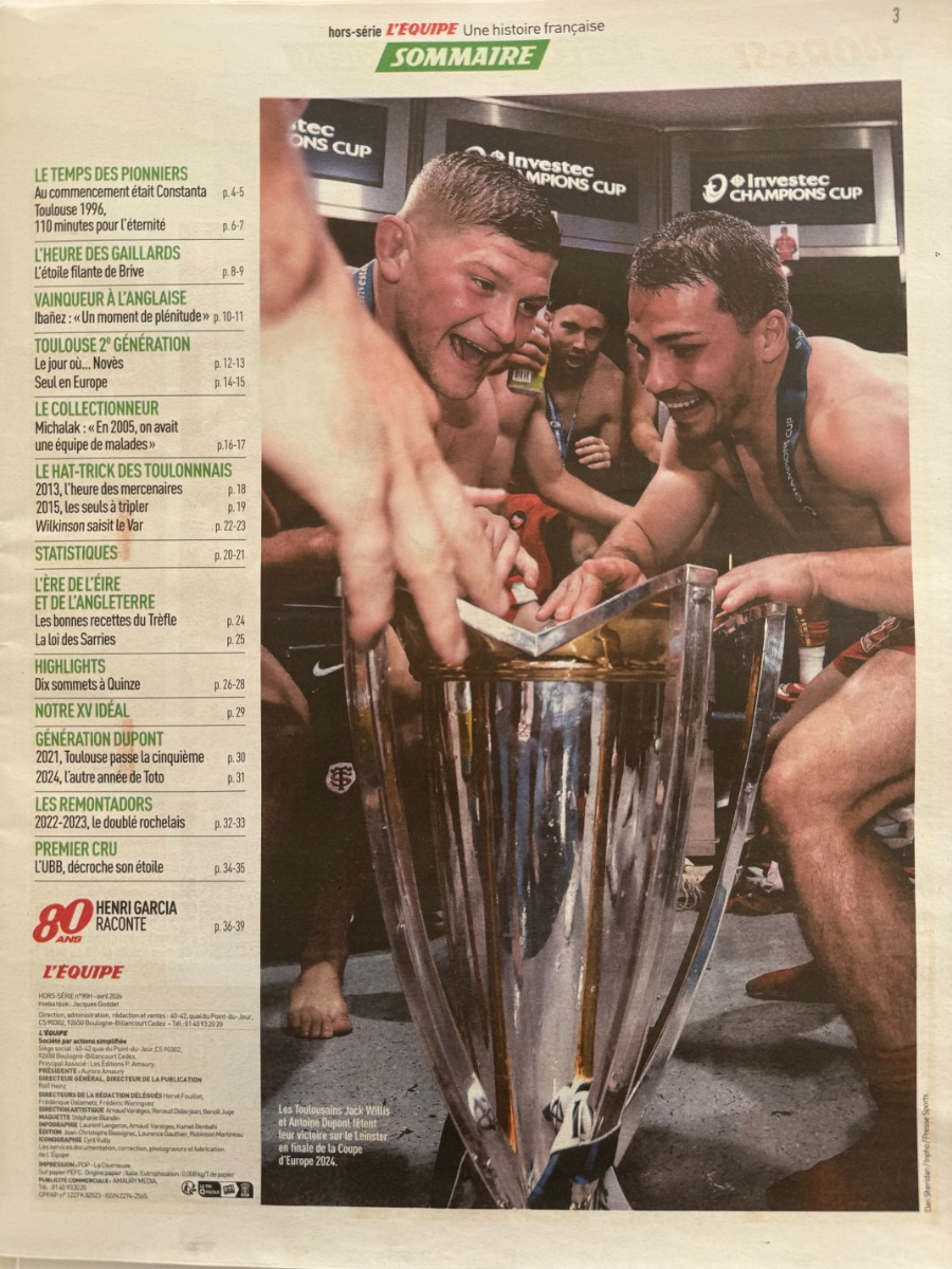 Journal l'équipe avril 2026 Rugby Coupe d'Europe 1996 - 2026 N° Hors série - Vue 2 - Rugby