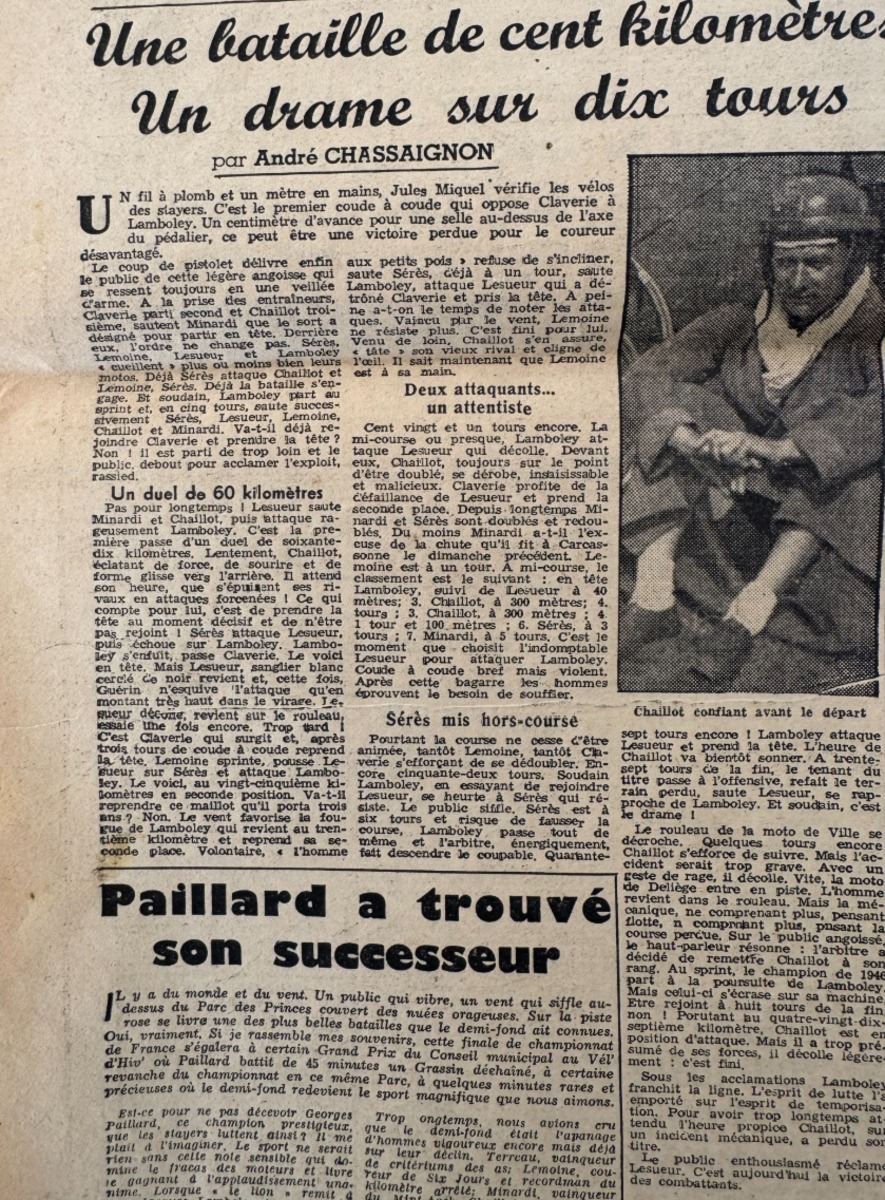 16 juin 1947 - Vélo sport Lamboley ( Héricourt . Haute Saone ) champion de France demi fond - Cyclisme - Vue 2 - Haute-Saône