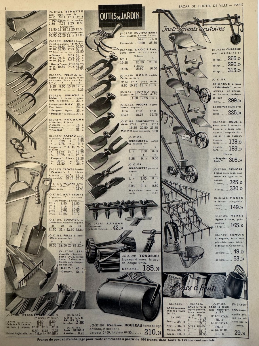 Catalogue Bazar de l'hôtel de ville - Fermes et jardins -1938 - Vue 3 - Grands Magasins