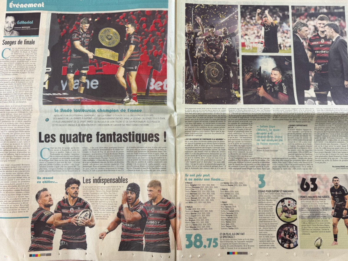 Midi Olympique Juin 2026 Stade Toulousain remporte le Top 14  rugby Toulouse - Vue 2 - Rugby