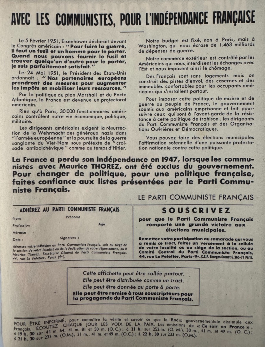 Ancienne affiche politique du Parti Communiste Français - Vue 2 - Publicitaire