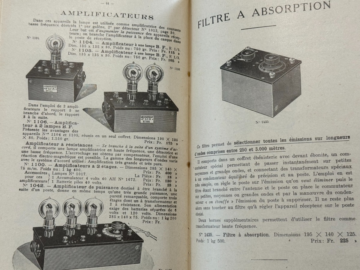 Catalogue ancien T.S.F - Radio environ 1920 . - Vue 4 - Divers