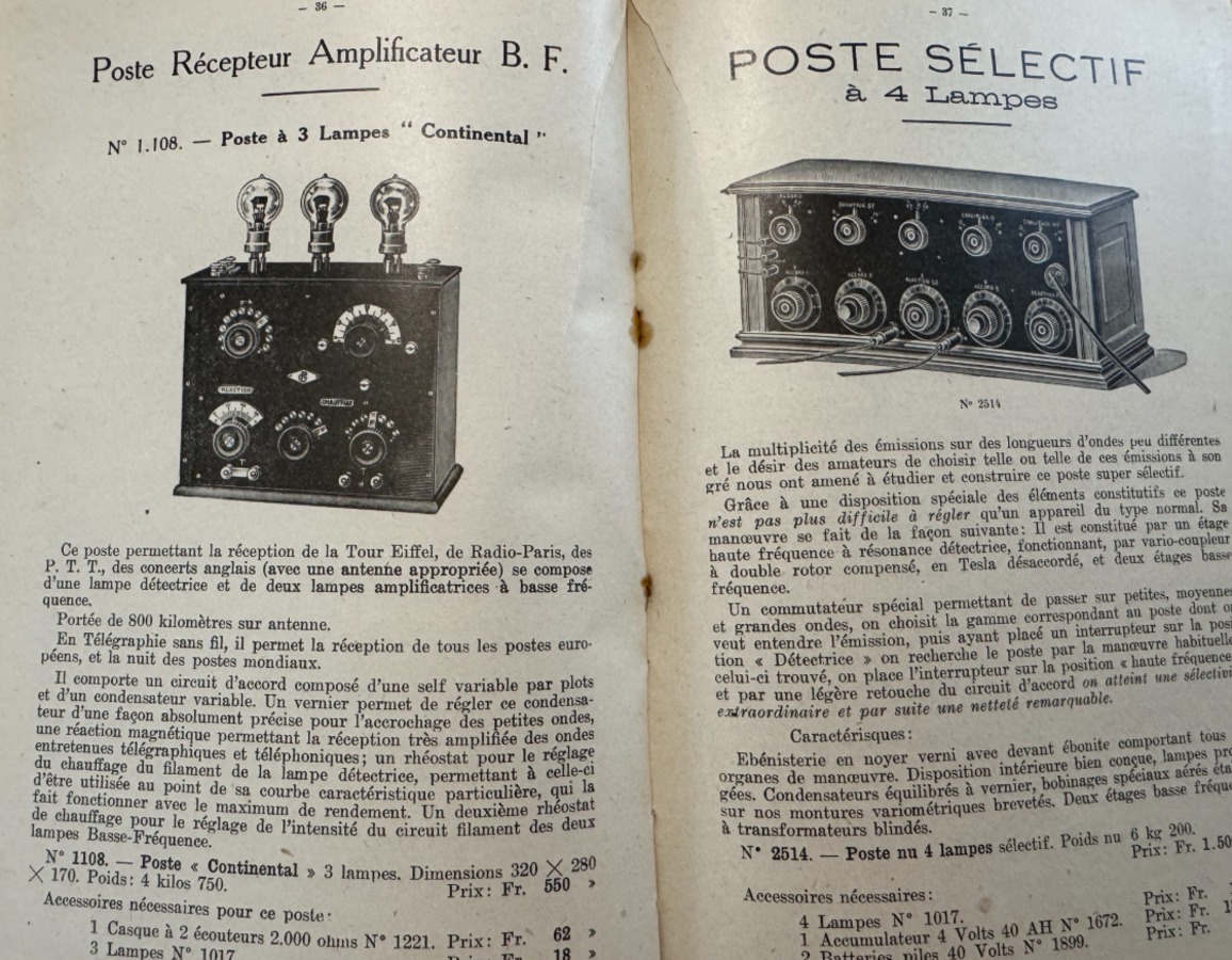 Catalogue ancien T.S.F - Radio environ 1920 . - Vue 5 - Divers