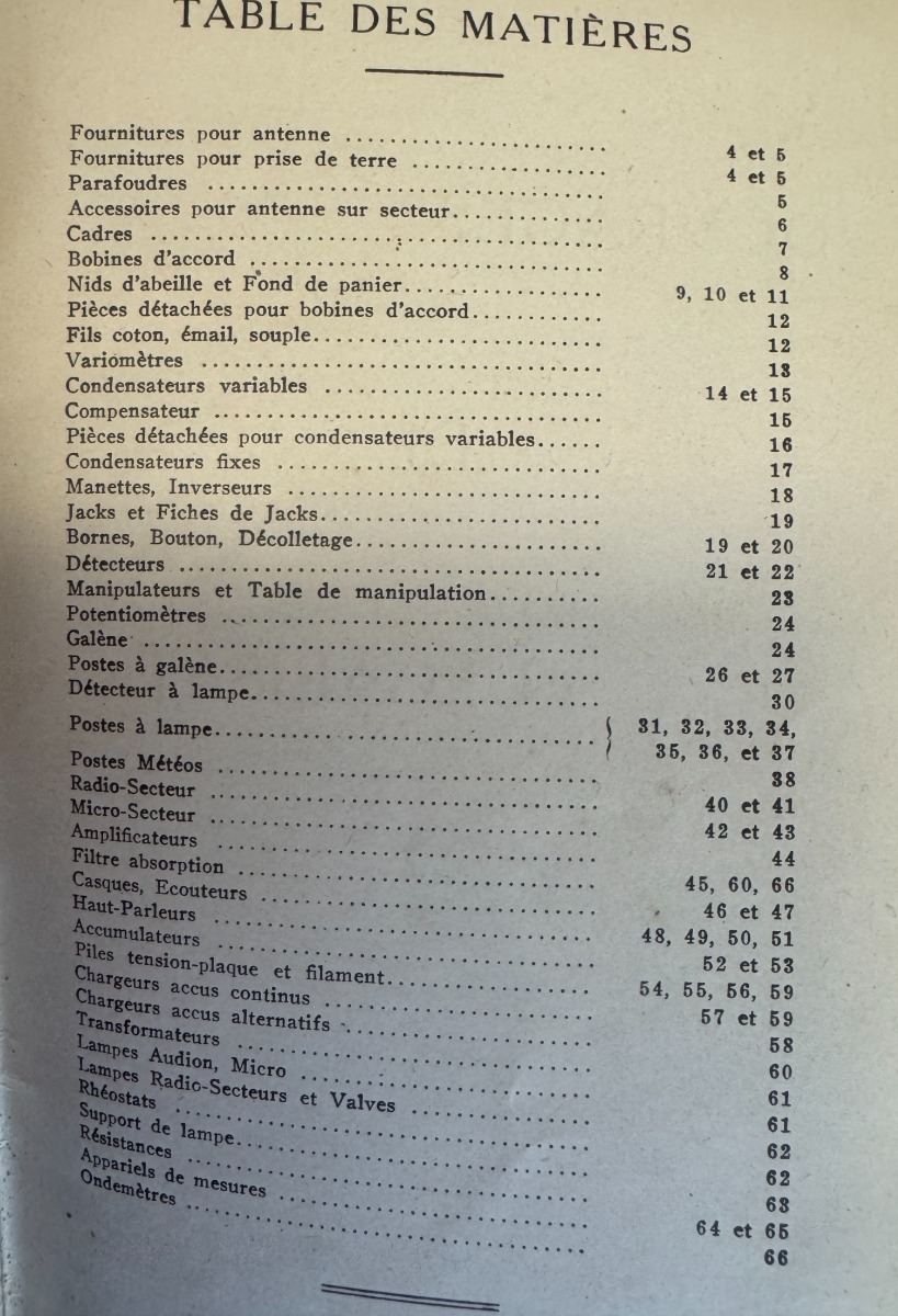 Catalogue ancien T.S.F - Radio environ 1920 . - Vue 7 - Divers