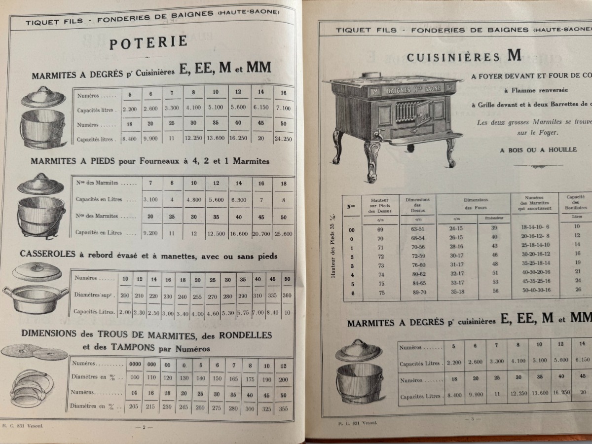 Catalogue de fonderie a Baignes - Tiquet Fils - Haute Saone - Vue 2 - Haute-Saône