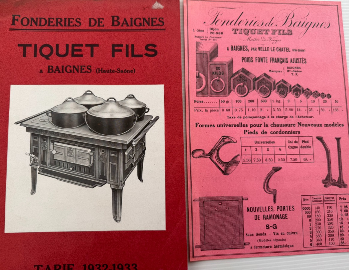 1932 Catalogue de fonderie a Baignes - Tiquet Fils - Haute Saone - Tarif - Vue 2 - Haute-Saône