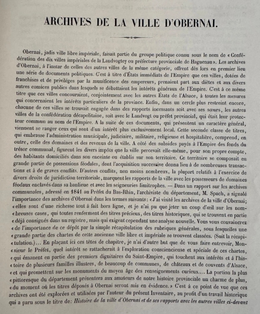 1869 Inventaires-Sommaires des Archives Communales –Obernai - Vue 2 - Livres anciens