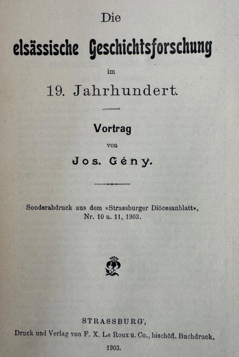 Rare tiré à part publié à Strasbourg en 1903 intitulé "Die elsässische Geschic - Vue 2 - Livres anciens
